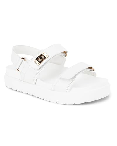 Coutgo Womens Platform Sandals Comfortable Flat Sandals Double Strap Footbed Summer Beach Sandals | Amazon (US)