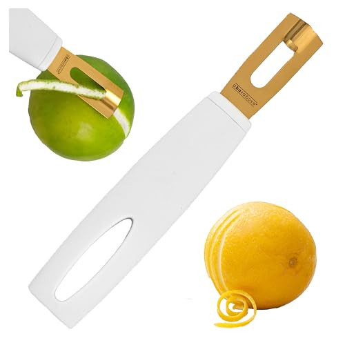 A Bar Above Premium Quality Channel Knife, Gold, White Handle, Garnish for Cocktail Mixers, Lemon Zester, and Fruit Peeler, Professional Grade Bar Accessory, Durable Citrus Knife, Pack of 1 | Amazon (US)