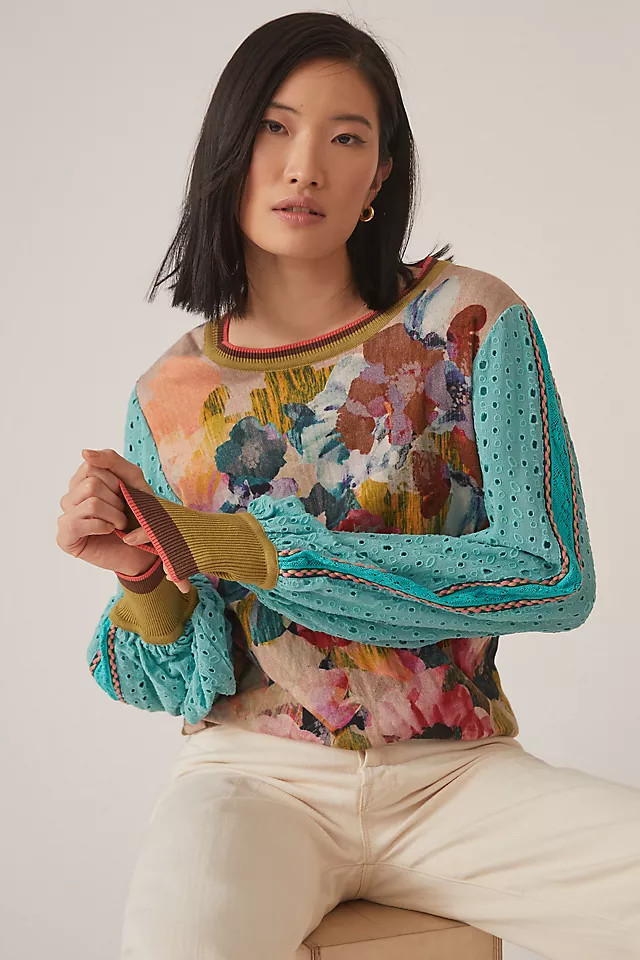 Contrast Eyelet Pullover | Anthropologie (US)
