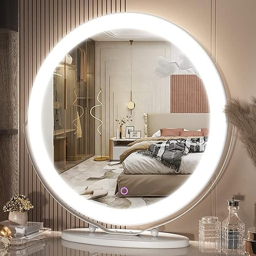 Vierose 20 inch Large Vanity Makeup Mirror with Lights, 3 Color Lighting Modes | Round Lighted Up... | Amazon (US)
