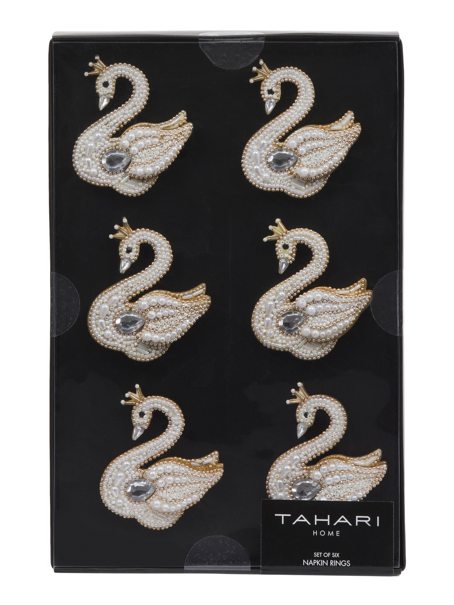 Set Of 6 Beaded Swan Napkin Rings | TJ Maxx