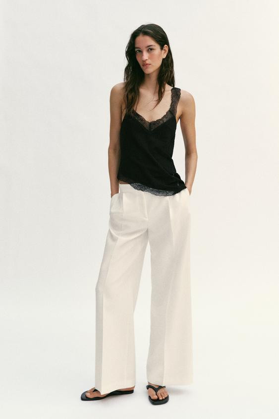 ASYMMETRIC RUSTIC LACE TOP | Zara US