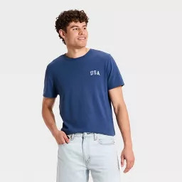 Men's Short Sleeve 'USA' Graphic T-Shirt - Goodfellow & Co\u2122 Navy Blue L | Target