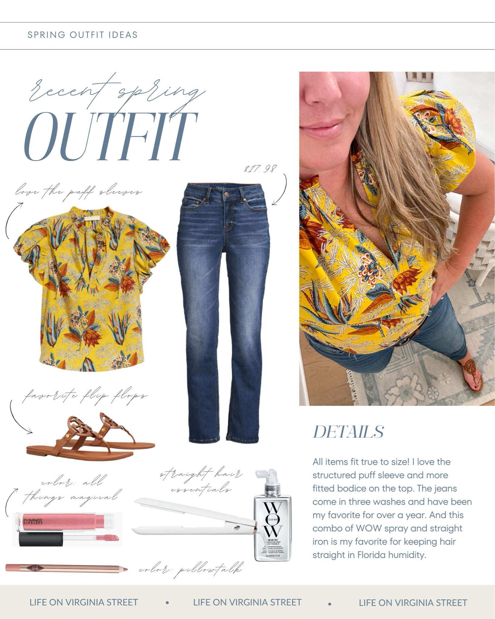 Loving this high/low mix outfit! This Ulla Johnson tropical puff sleeve top looks so cute paired with my straight leg Walmart Jeans! Also linking my favorite leather flip-flops, lip gloss (color is All Things Magical) and my favorite hair straightening tools and products. All items fit true to size but I’d size up half a size in the sandals if you’re between.
.
#ltkseasonal #ltkover40 #ltkmidsize #ltkbeauty #ltksalealert #ltkfindsunder50 #ltkfindsunder100 #ltkhome

#LTKSeasonal #LTKfindsunder50 #LTKmidsize