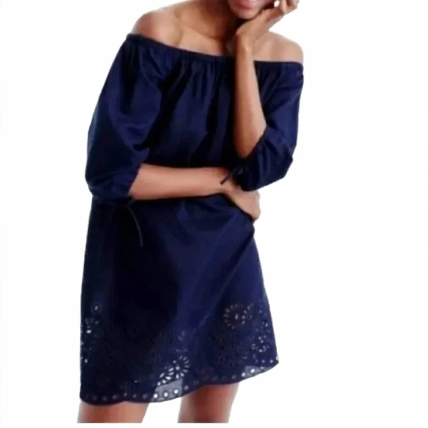 Linen Cotton Coastal Dress In Medium Blue | Shop Simon