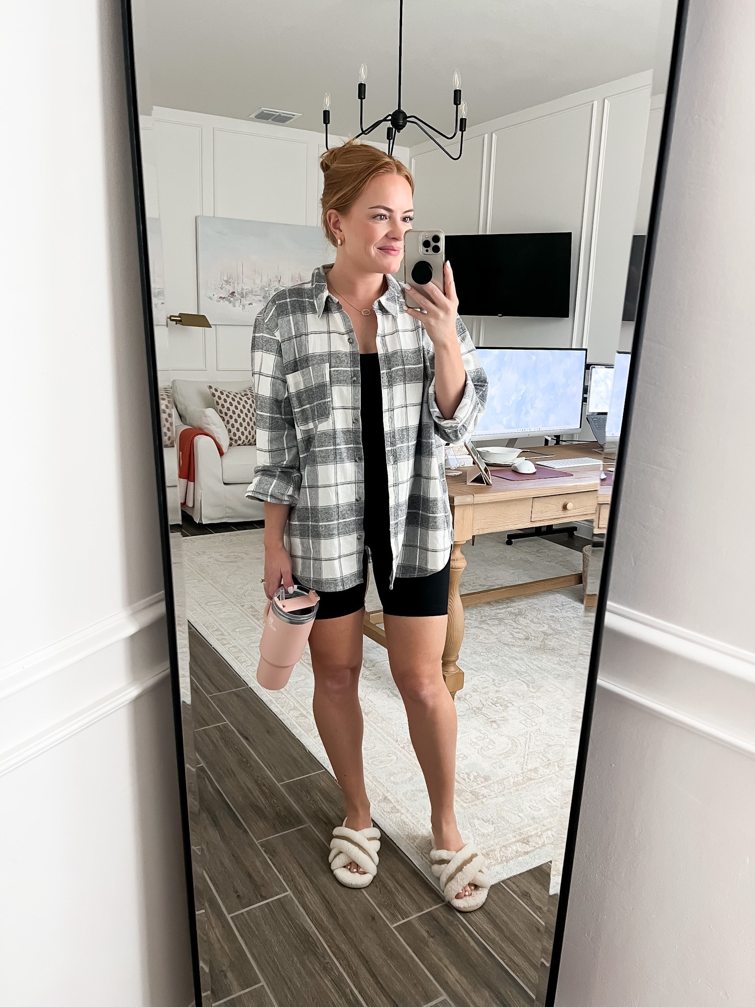 fridays casual work from home look! Target flannel with biker shorts

#LTKSeasonal #LTKunder50 #LTKstyletip