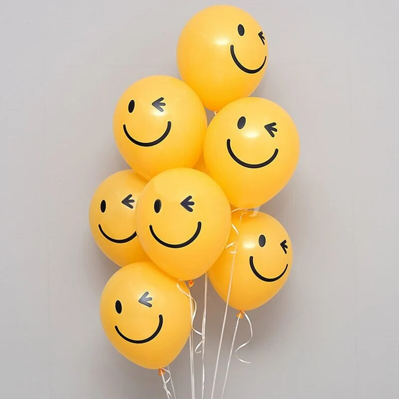Smiley (WINK FACE) Balloons 12 Inch Set of 10 / Birthday Backdrop/ Birthday Party Decoration/ Bir... | Etsy (US)