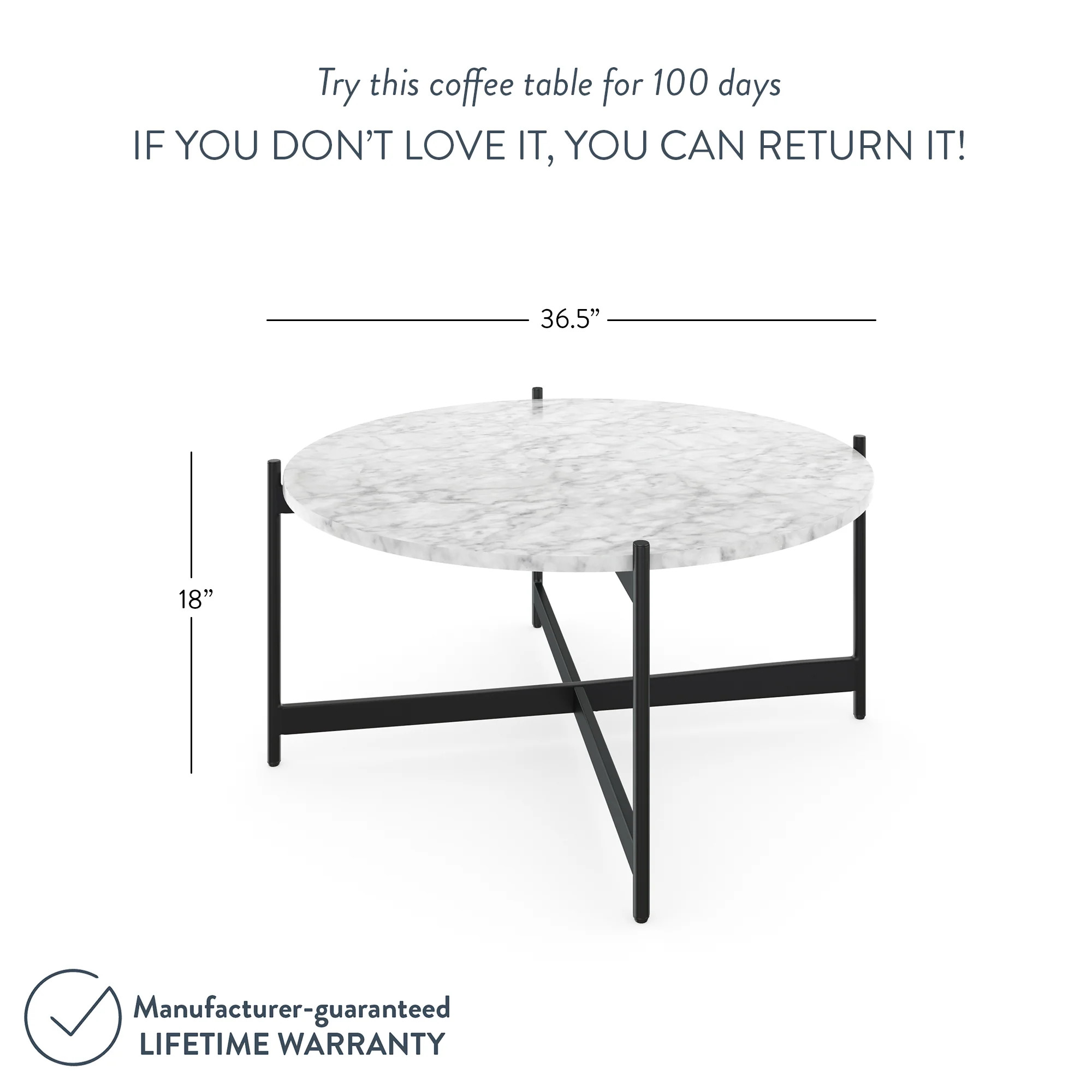 Piper Faux Marble Metal Frame Round Modern Coffee Table | Nathan James | Nathan James