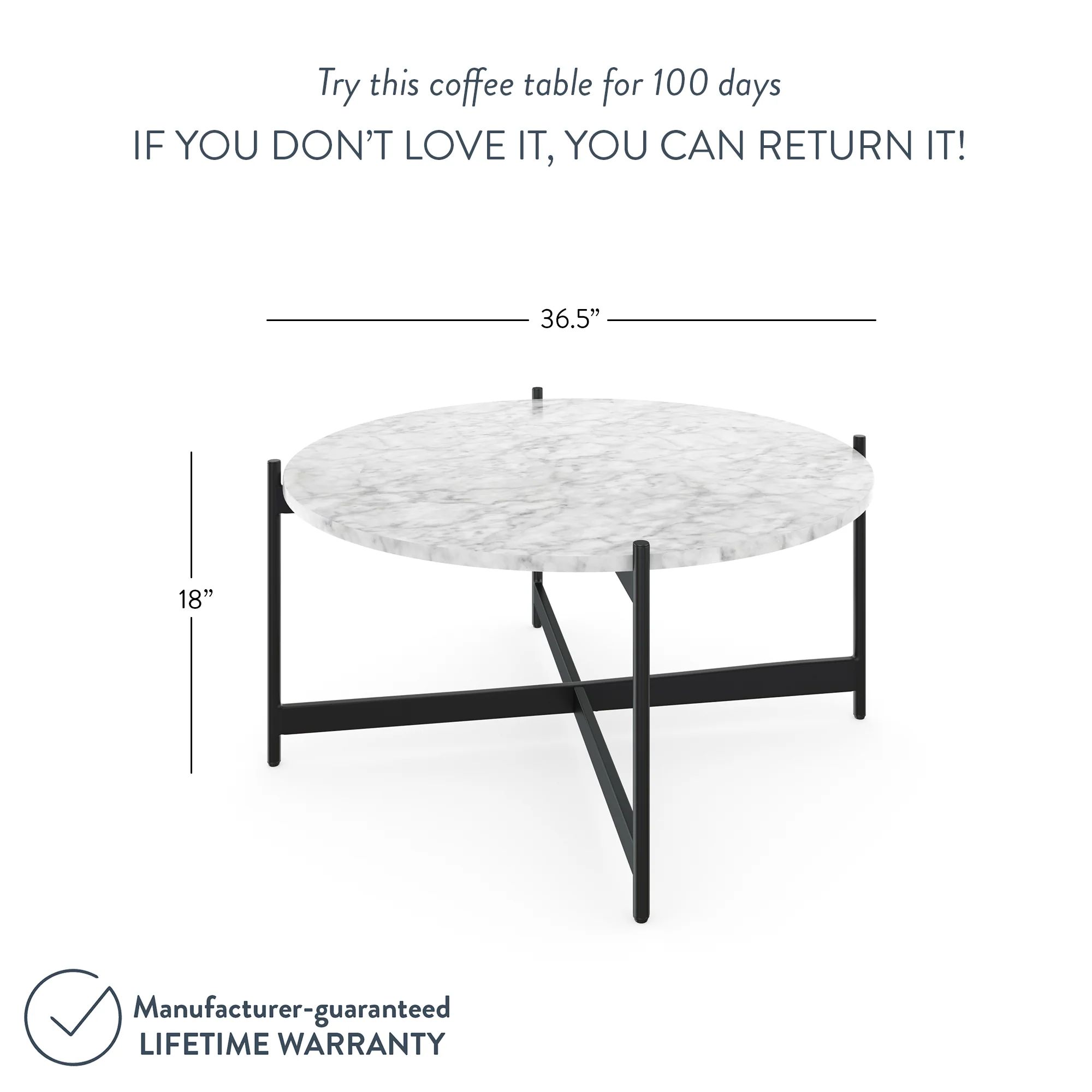 Piper Faux Marble Metal Frame Round Modern Coffee Table | Nathan James | Nathan James
