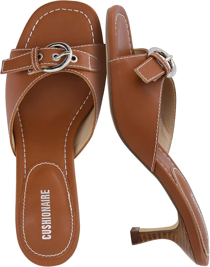 CUSHIONAIRE Belle Kitten Heels for Women with Buckle Accent, Comfortable Mule Dressy Womens Sanda... | Amazon (US)