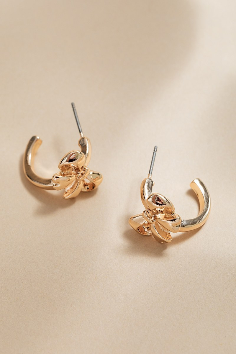 Nikki Puffy Bow On Hoop Earrings | Francesca's