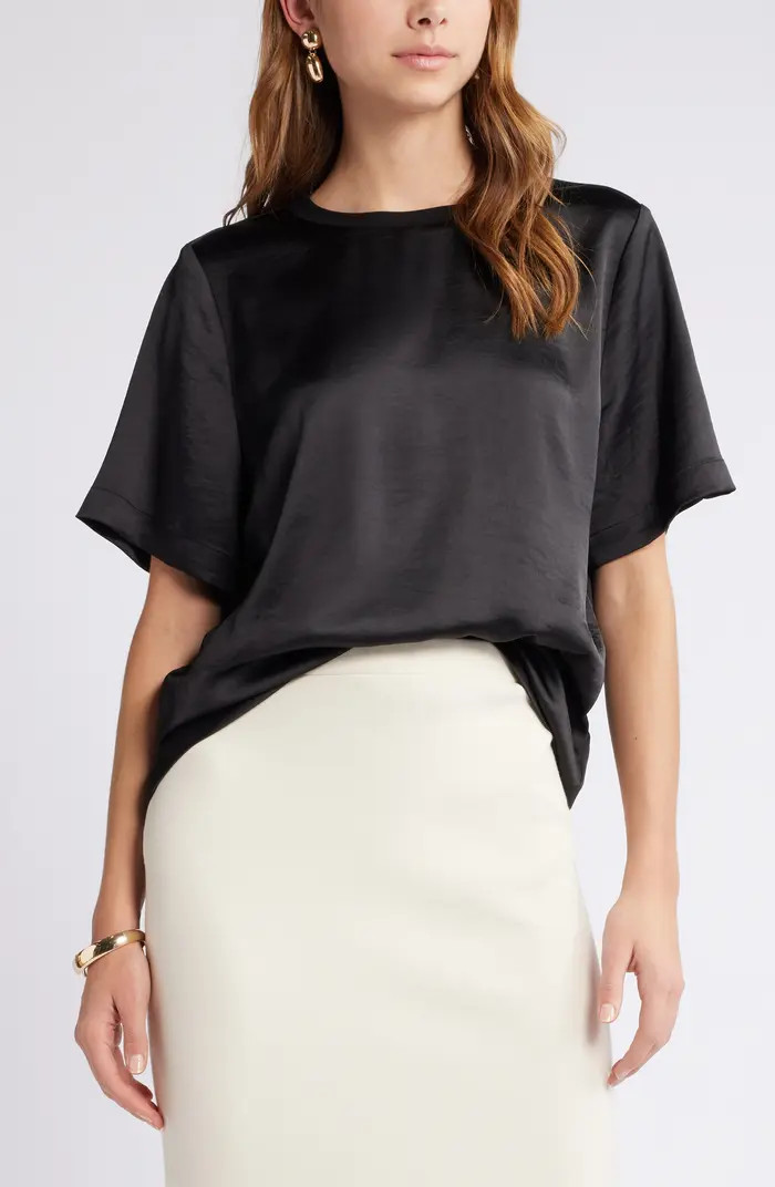 Crewneck Satin T-Shirt | Nordstrom