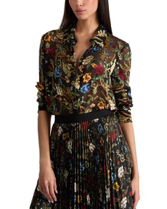 Alice and Olivia Willa Floral Burnout Blouse | Bloomingdale's Women | Bloomingdale's (AU)