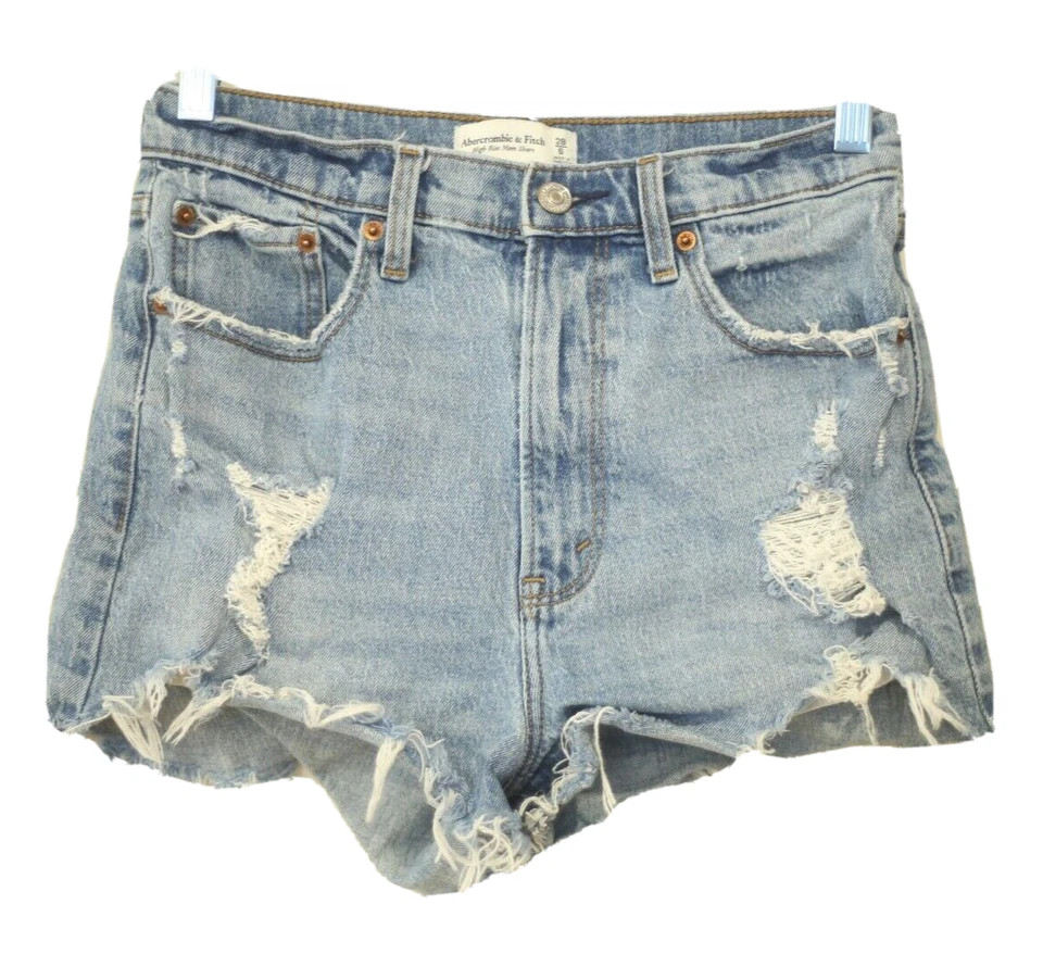 Abercrombie & Fitch Womens 28 / 6 Curve Love High Rise Mom Short Distressed Jean | eBay US