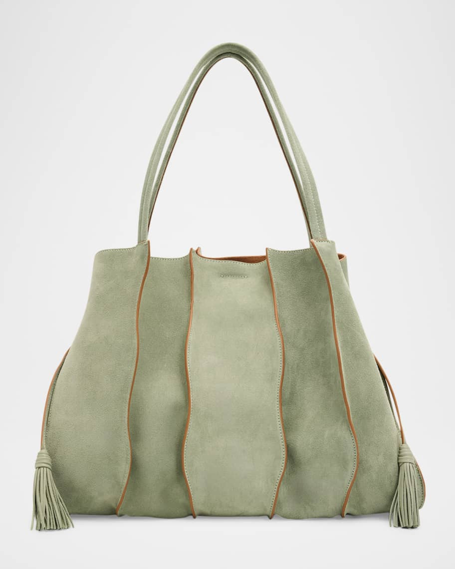 Ulla Johnson Adria Large Wavy Suede Tote Bag | Neiman Marcus