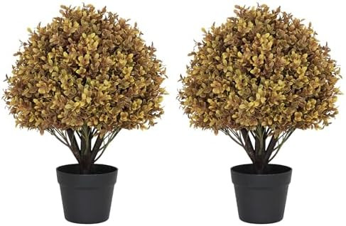 24" Artificial Boxwood Ball Plants Outdoor, Fall Topiary Trees | Amazon (US)