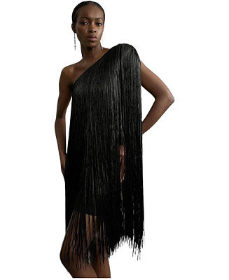 Women's Asymmetric Draped Fringe Mini Dress | Macy's