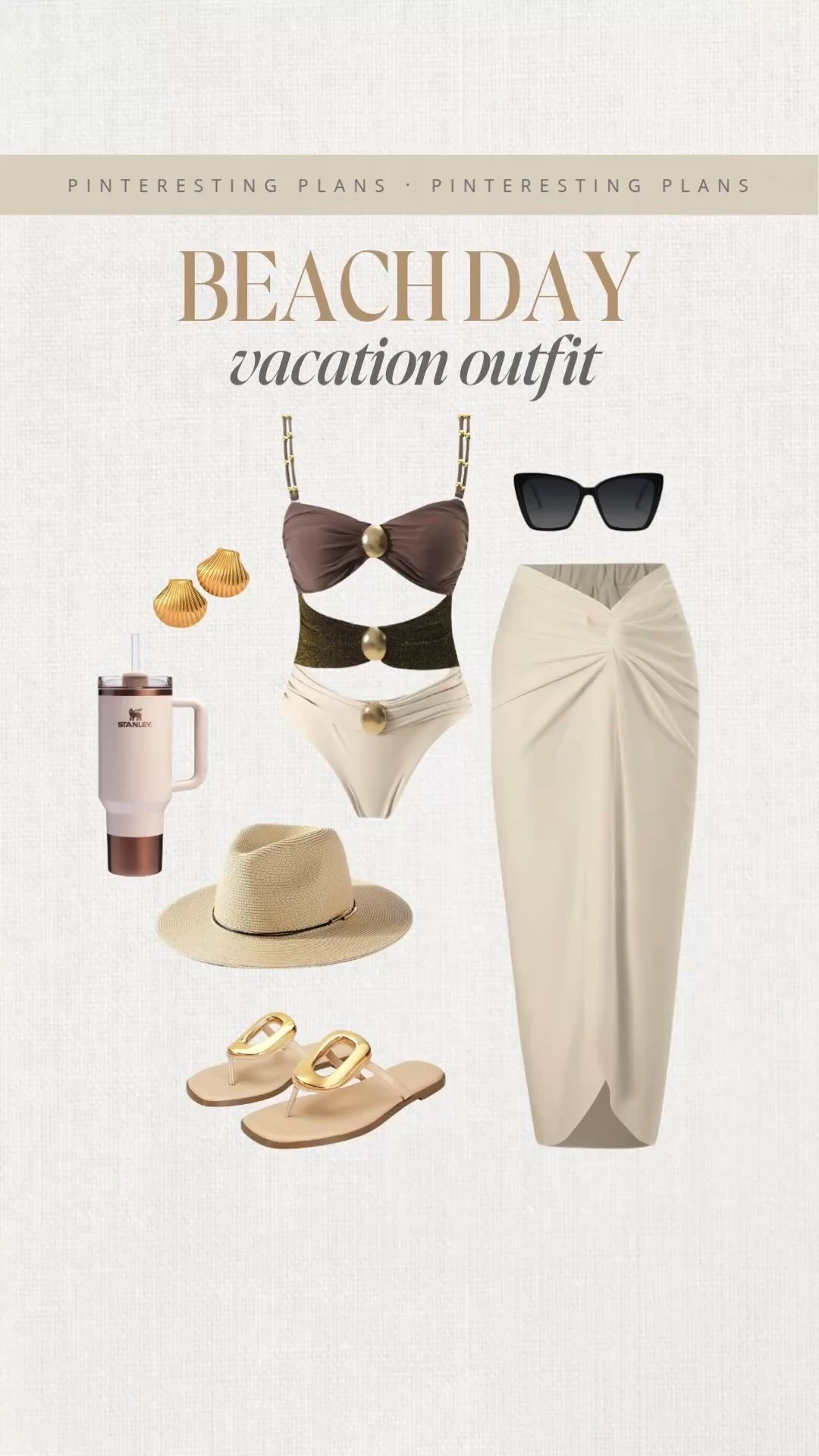 Beach day vacation outfit 🙌🏻🙌🏻 Beachwear, resort style, resort wear, summer vacation, summer travel, one piece, swimsuit, cover-up, hat, slides, flip-flops, Stanley Cup, sunglasses

#LTKSeasonal #LTKSwim #LTKSummerEdit
