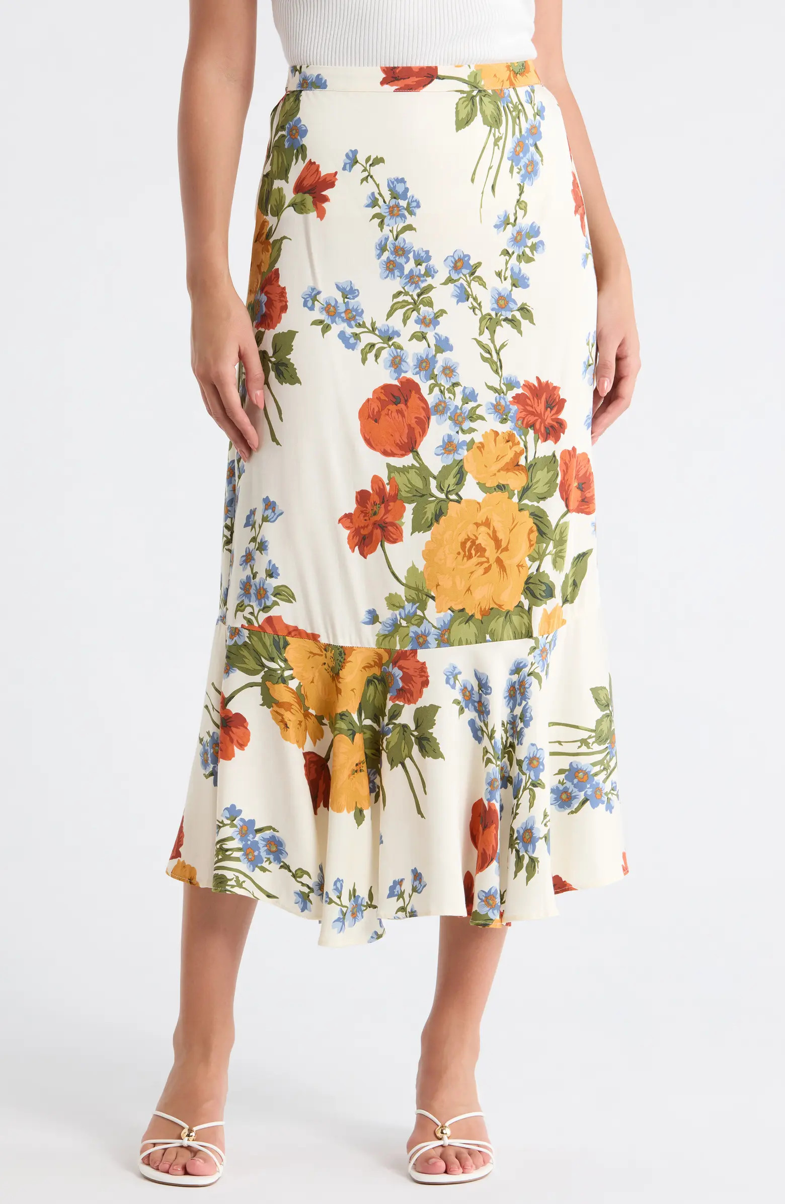 T Tahari Floral Print Flounce Skirt | Nordstromrack | Nordstrom Rack