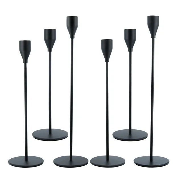 FSyueyun Set of 6 Matte Black Candle Holders for Taper Candles, Metal Table Mantel Decorative Can... | Walmart (US)