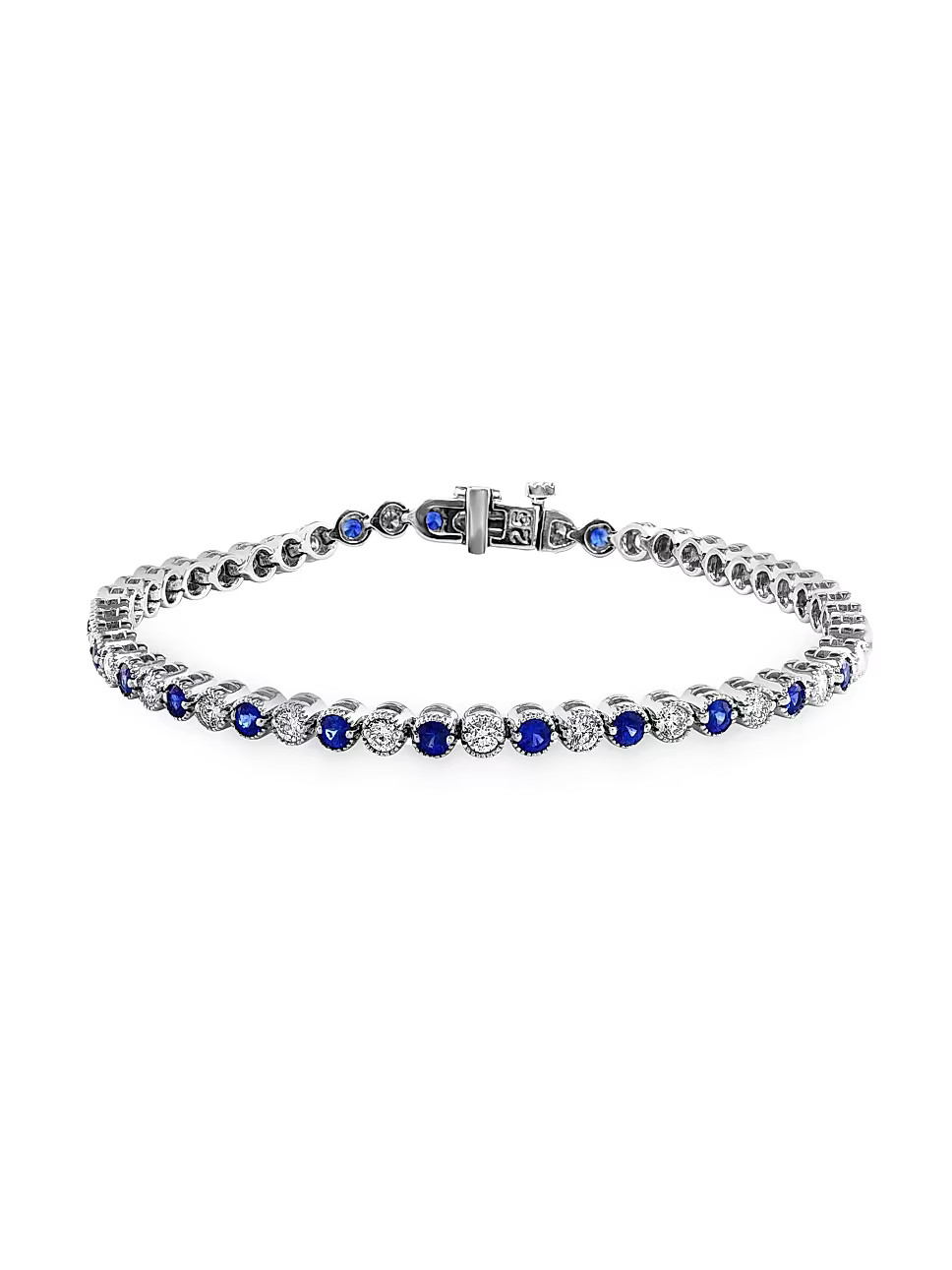 14K White Gold, Sapphire & 1.31 TCW Diamond Tennis Bracelet | Saks Fifth Avenue