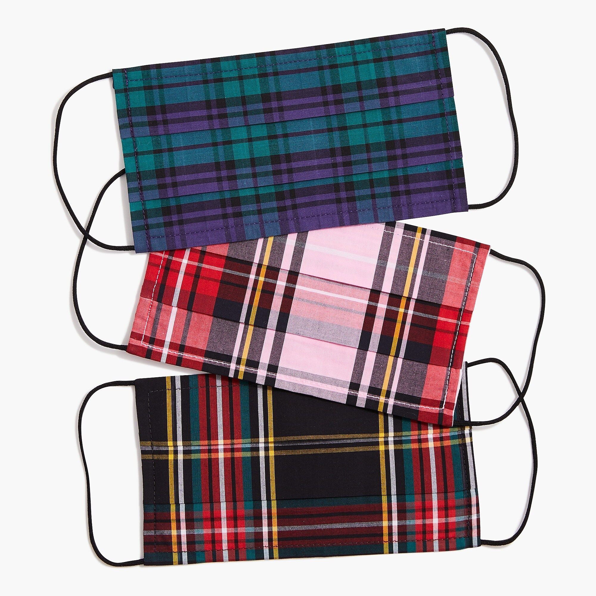 Pack-of-three nonmedical face masks in tartan | J.Crew Factory