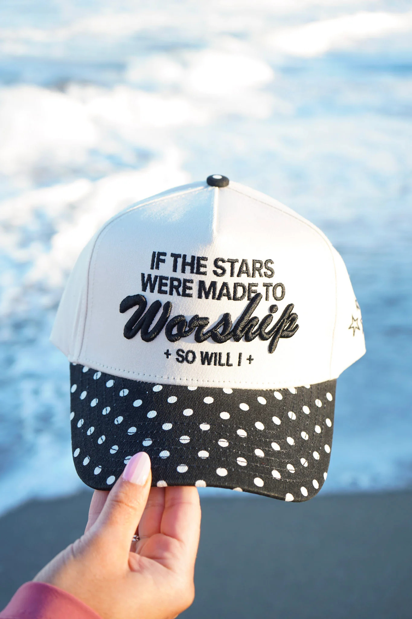 Stars Were Made to Worship - Black Polka Dot Trucker Hat | KenzKustomz