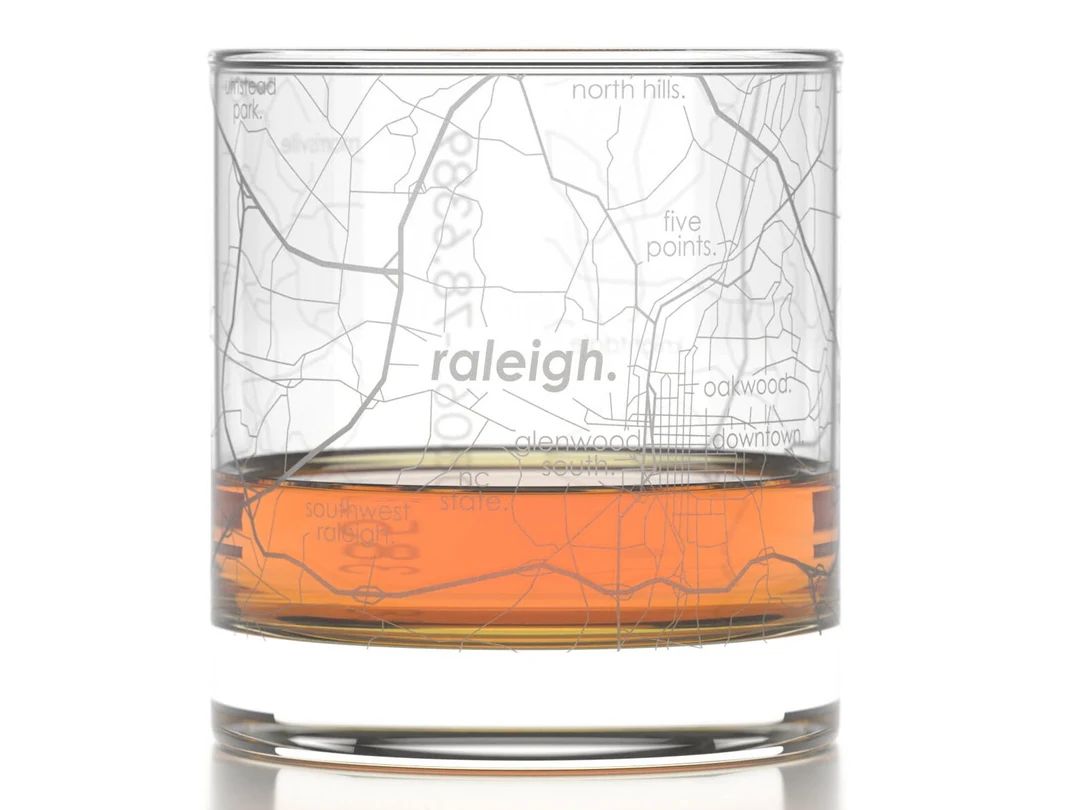 Raleigh City Map Rocks Glass  Engraved Whiskey Glass 11oz  - Etsy | Etsy (US)