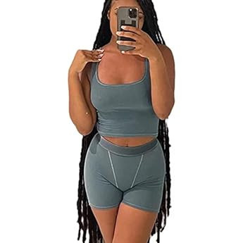 AYWA Casual Workout Sets Two Piece Outfits for Women Ribbed Crop Tank Top High Waist Leggings Active Wear | Amazon (US)