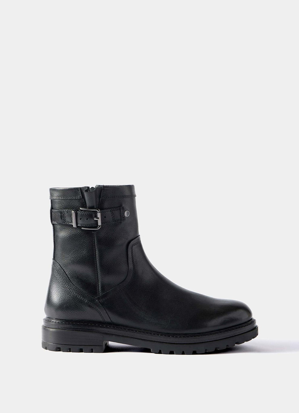 Gia Black Leather Ankle Biker Boots | Mint Velvet