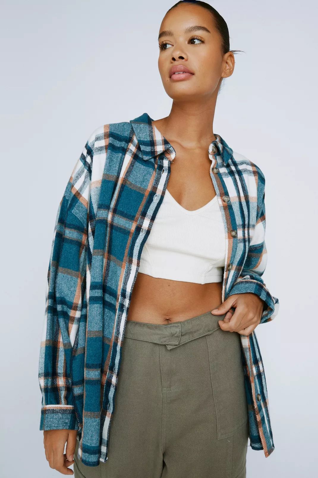 Plus Size Large Check Plaid Oversized Shacket | Nasty Gal (US)