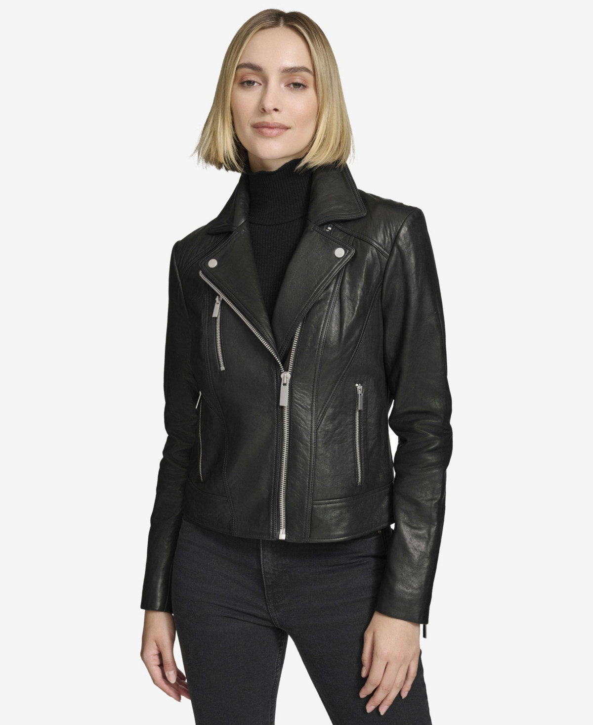 Andrew Marc Black Label Women's Carnegie Moto Leather Jacket - Black | Macy's