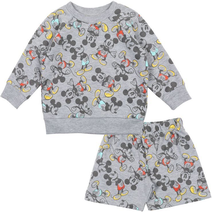 Disney Mickey Mouse French Terry Sweatshirt & Shorts Grey | Target