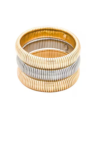 Flex Snake Chain Stretch Bracelet Set in Mixed Metals | Revolve Clothing (Global)