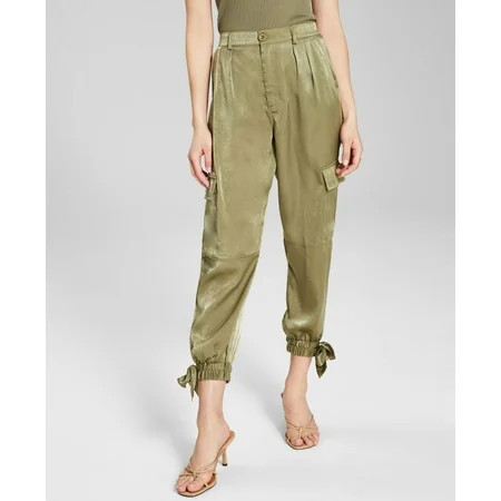 Now This Womens Satin Cargo Pants Olive 8 | Walmart (US)