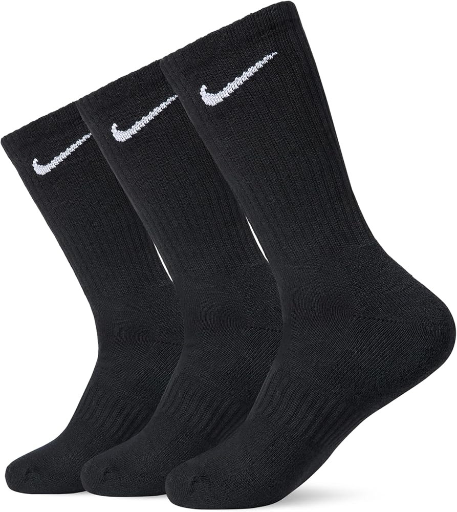 Amazon.com: Nike Unisex Everyday Cushioned Training Crew Socks (3 Pairs), Black/White, Large : Cl... | Amazon (US)