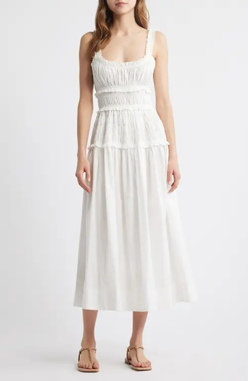 DÔEN Marianne Stripe Organic Cotton Midi Dress in Salt at Nordstrom, Size Large | Nordstrom