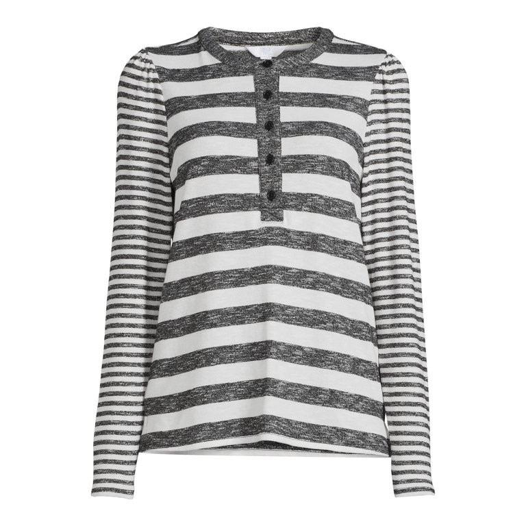 Time and Tru Women's Henley Shirt with Long Sleeves | Walmart (US)