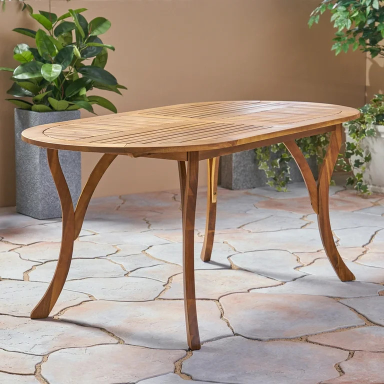 Noble House Hermosa 70" Oval Wooden Patio Dining Table in Teak | Walmart (US)