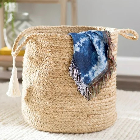 LR Home Natural Jute - 15" X 15" X 15" Montego Solid Decorative Storage Basket | Walmart (US)