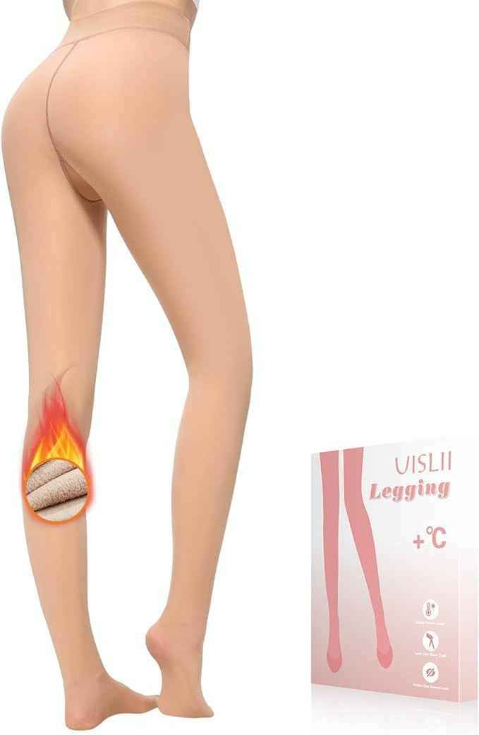 Fleece Lined Tights Women, Warm Pantyhose leggings Women,Fake Translucent Thermal Skin Colored Ti... | Amazon (US)