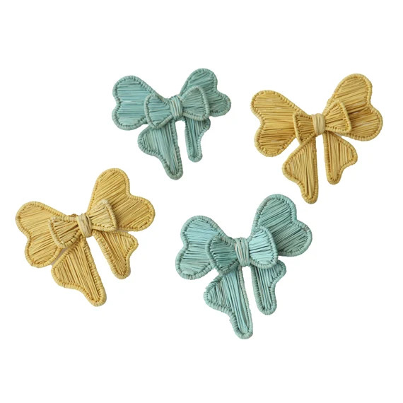 Bow Napkin Ring Set Straw/raffia Handmade Napkin Rings-klatso | Etsy | Etsy (US)