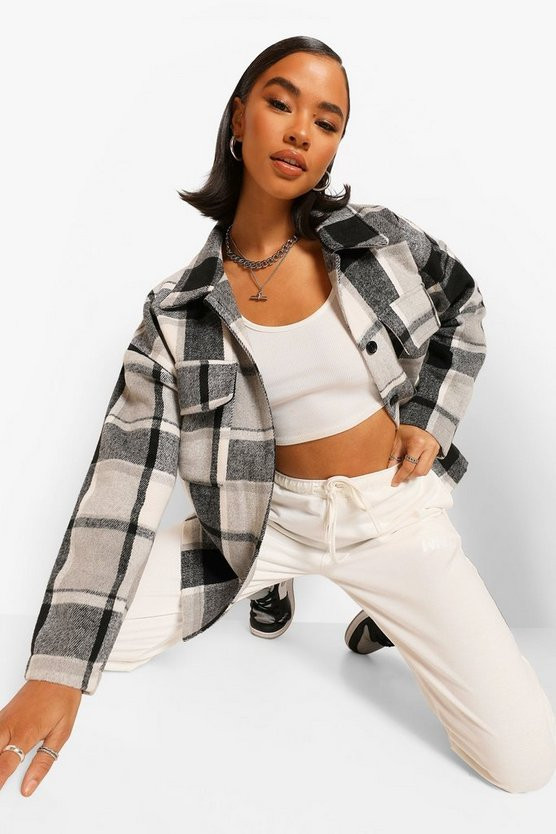 Mono Check Shacket | Boohoo.com (US & CA)