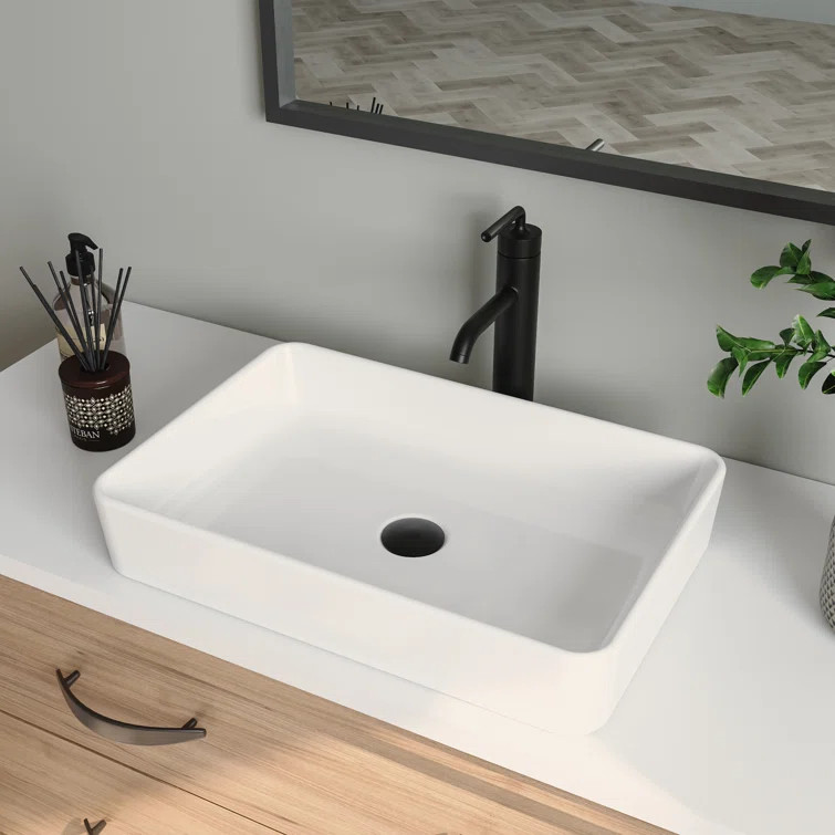 Ally 20" x 13'' Rectangular Vitreous China Vessel Bathroom Sink | Wayfair North America