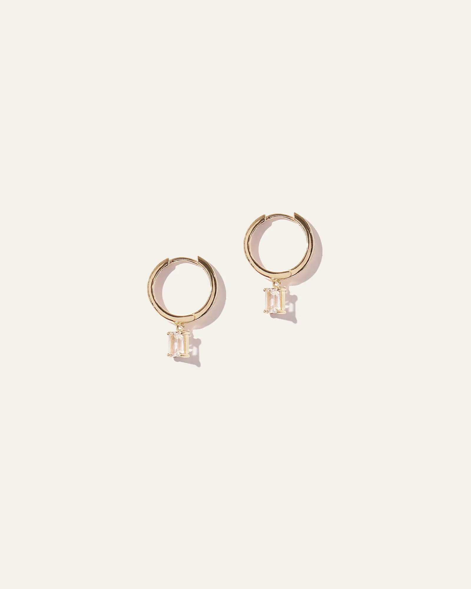 Emerald Cut Topaz Dangle Hoops | Quince