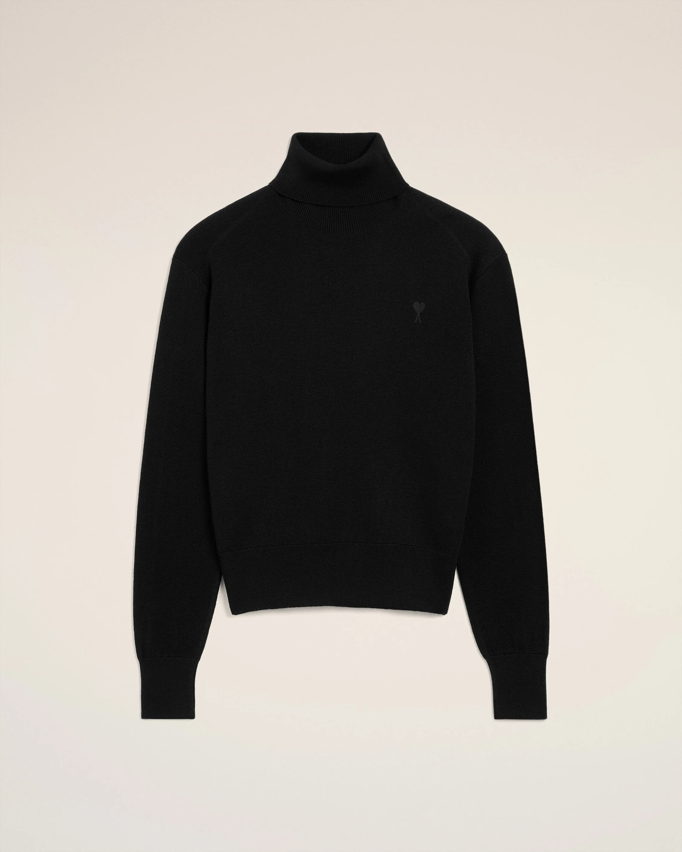 Ami De Coeur Rollkragenpullover aus schwarzer Wolle SCHWARZ/SCHWARZ | AMI PARIS | AMI Paris FR