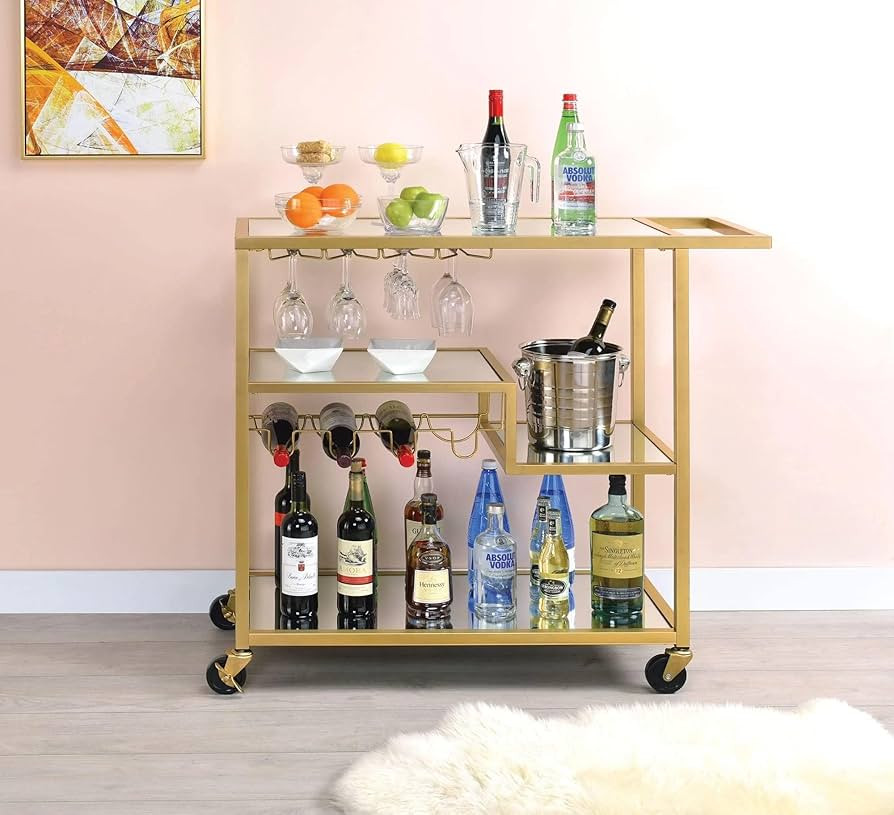 ACME Adamsen Serving Cart - - Champagne & Mirror | Amazon (US)