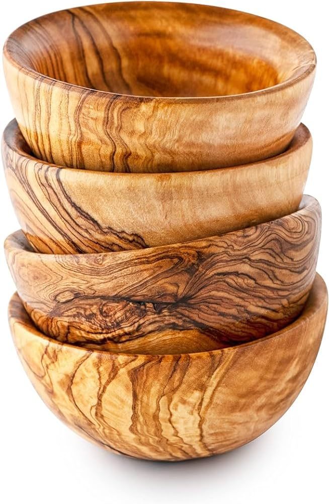 Forest Decor Olive Wood Mini 3" Bowls for Snacks - Set of 4 - Natural Wooden Small Natural Bowls ... | Amazon (US)