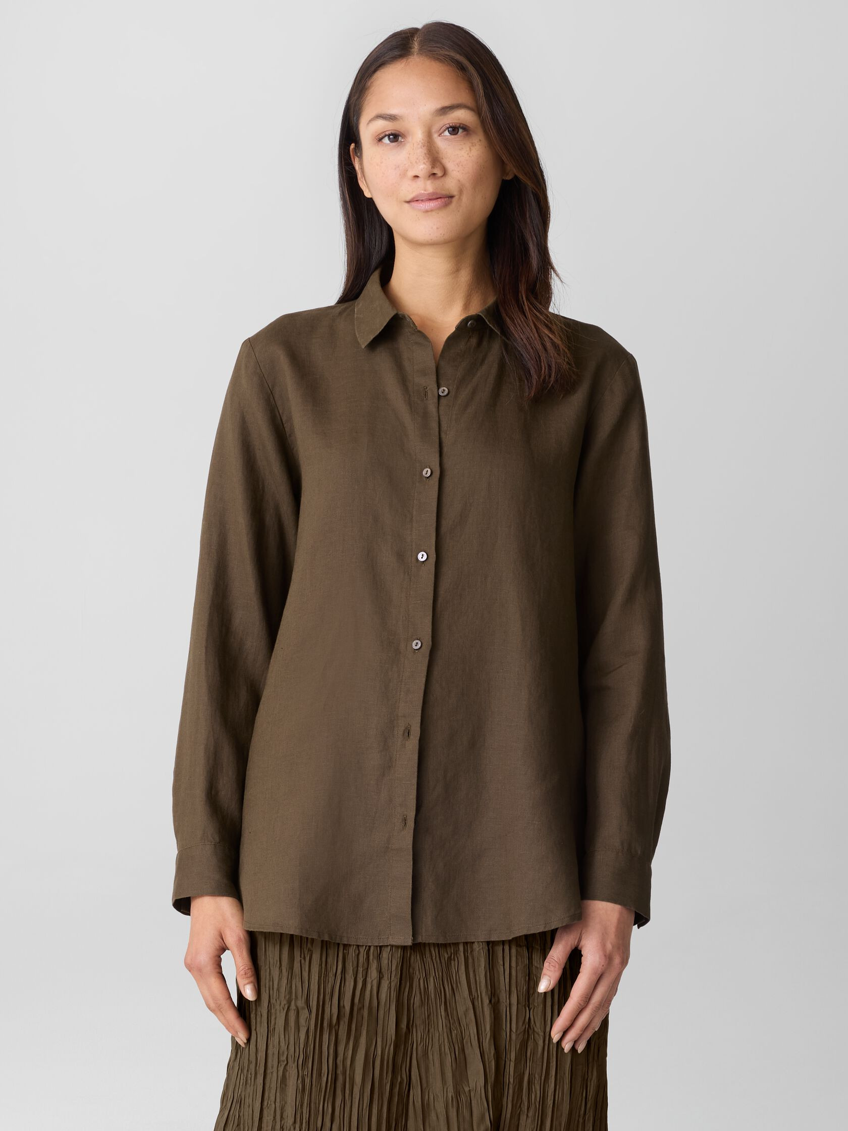Organic Handkerchief Linen Classic Collar Shirt | Eileen Fisher