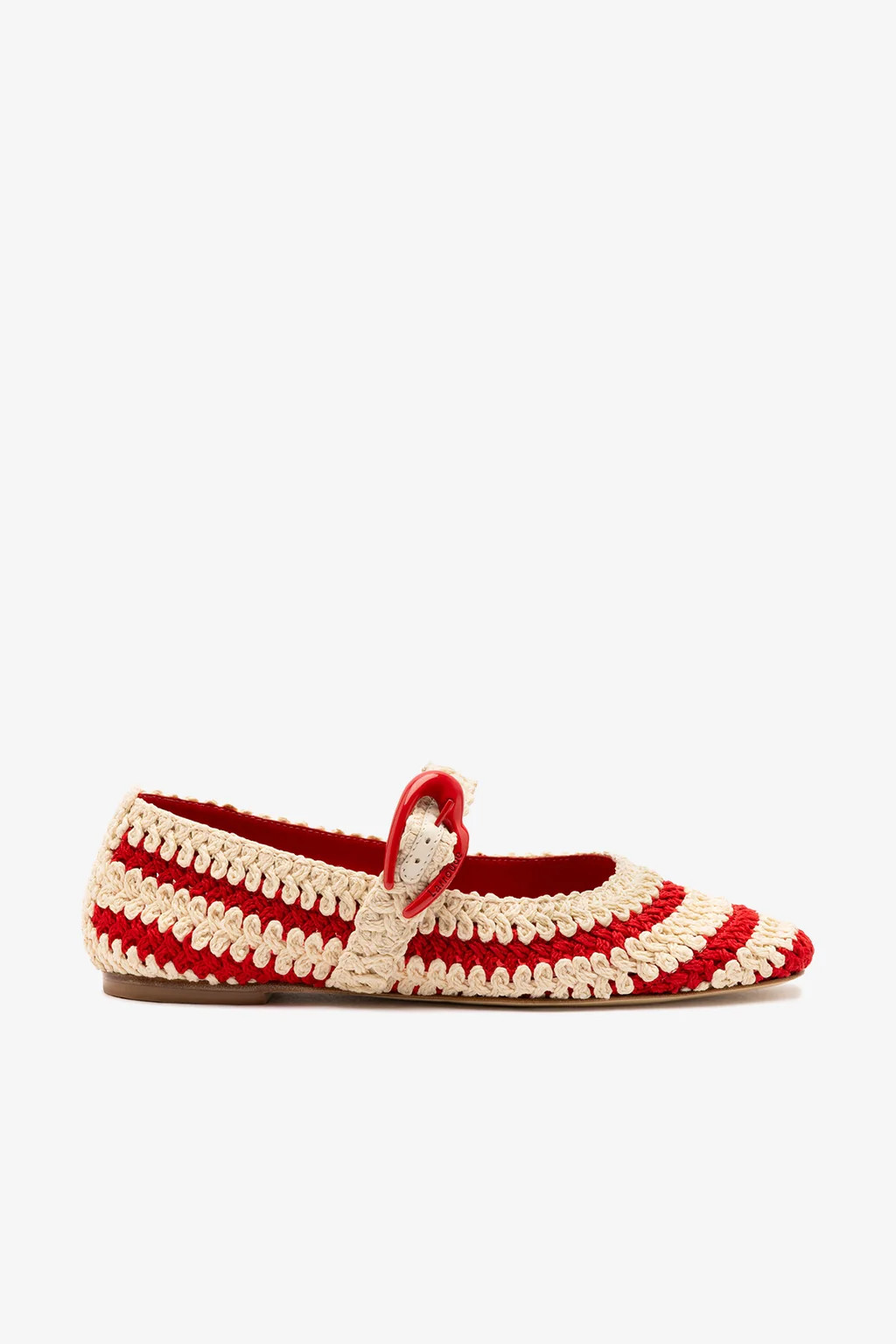 Verona Crochet Ballet Flat In Scarlet and Ivory Crochet | Larroude